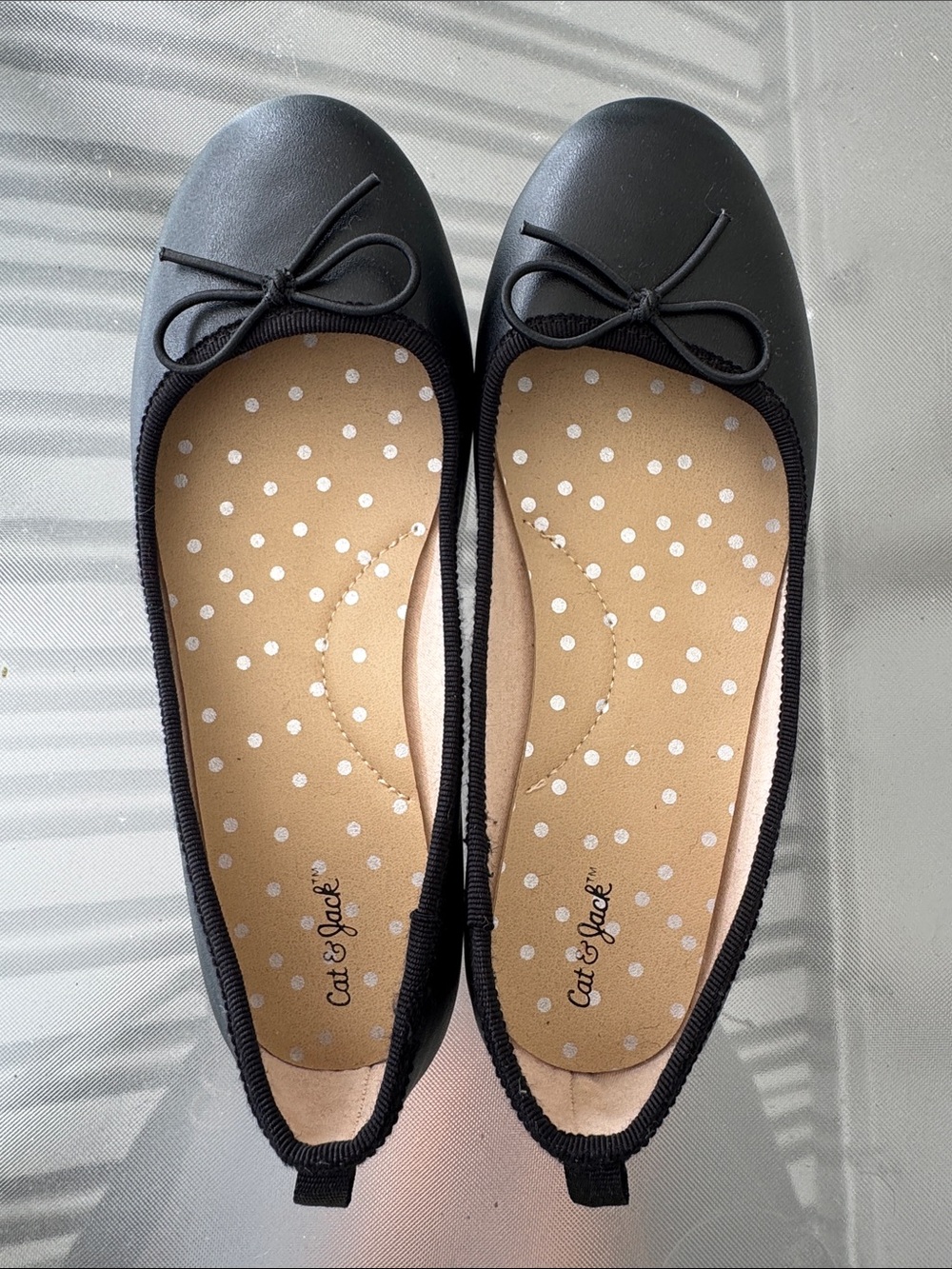 Cat & Jack Black Ballet Flats with Polka-Dot Insole